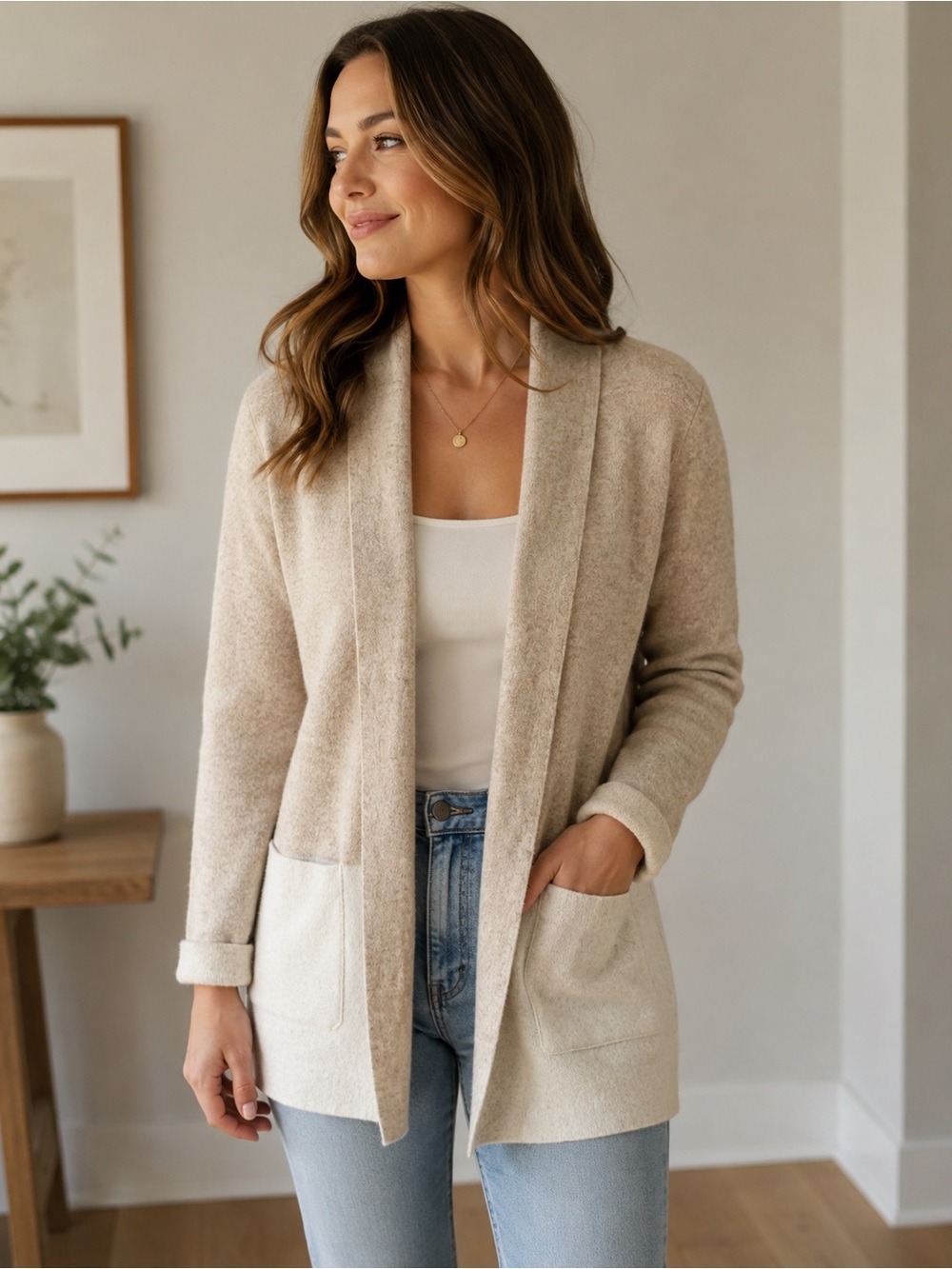 Bartolini Cashmere Blend Open Front Cardigan Women’s XL- cabincore office chic